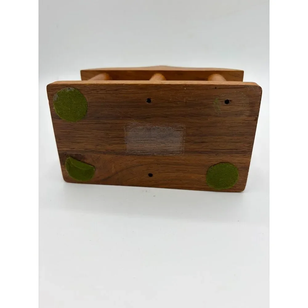 Vintage Farmhouse Cottage Thick Solid Wood Napkin Holder